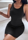 Kadın Kalın Askılı Bodycon Kaşkorse Mini Elbise