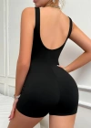 Kadın Kare Yaka Sırt Dekolte Detay Dalgıç Bodycon Mini Tulum