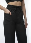 Kadin Keten Pantalon Ve Crop Takım  iyah