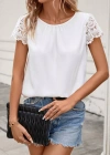 Kadın Kısa Dantel Kollu Bisiklet Yaka Sandy Bluz