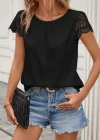 Kadın Kısa Dantel Kollu Bisiklet Yaka Sandy Bluz