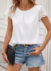 Kadın Kısa Dantel Kollu Bisiklet Yaka Sandy Bluz