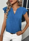 Kadın Kısa Kelebek Kollu V Yakalı Bluz