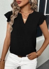 Kadın Kısa Kelebek Kollu V Yakalı Bluz