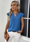 Kadın Kısa Kelebek Kollu V Yakalı Bluz