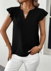 Kadın Kısa Kelebek Kollu V Yakalı Bluz