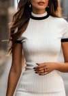 Kadın Kısa Kollu Balıkçı Yaka Kısa Triko Elbise