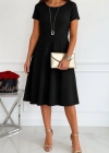Kadın Kısa Kollu Bisiklet Yaka Cepli Viskon Iki Iplik Elbise