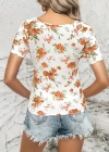 Kadın Kısa Kollu Bisiklet Yaka çiçek Baskılı Süprem Bluz