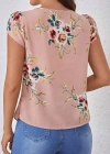 Kadın Kısa Kollu Bisiklet Yaka çiçek Baskılı Süprem Bluz