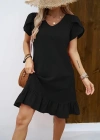 Kadın Kısa Kollu Bisiklet Yaka Fırfırlı Aerobin Elbise