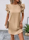 Kadın Kısa Kollu Bisiklet Yaka Karpuz Kol Krep Elbise