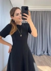 Kadın Kısa Kollu Bisiklet Yaka Maksi Boy Ithal Krep Elbise