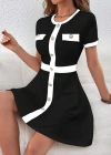 Kadın Kısa Kollu Bisiklet Yaka önden Düğmeli Modal Elbise
