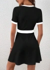 Kadın Kısa Kollu Bisiklet Yaka önden Düğmeli Modal Elbise