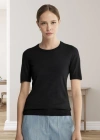 Kadın Kısa Kollu Bisiklet Yaka Triko Bluz