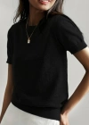 Kadın Kısa Kollu Bisiklet Yaka Triko Bluz