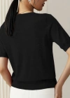 Kadın Kısa Kollu Bisiklet Yaka Triko Bluz