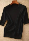 Kadın Kısa Kollu Bisiklet Yaka Triko Bluz