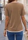 Kadın Kısa Kollu Bisiklet Yaka Viskon Bluz