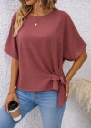 Kadın Kısa Kollu Bisiklet Yaka Yandan Bağcıklı Aerobin Bluz