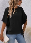 Kadın Kısa Kollu Bisiklet Yaka Yandan Bağcıklı Aerobin Bluz