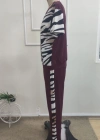 Kadın Kısa Kollu Bisiklet Yaka Zebra Desen Bluz Ve Pantolon Ikili Takım
