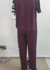 Kadın Kısa Kollu Bisiklet Yaka Zebra Desen Bluz Ve Pantolon Ikili Takım