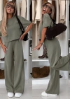Kadın Kısa Kollu Bisiklet Yakalı Modal Bluz Ve Pantolon Ikili Takım