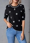 Kadın Kısa Kollu çiçek Desen Bluz