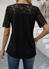 Kadın Kısa Kollu Dantel Detaylı Yandan Düğmeli Waffle Bluz