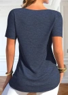 Kadın Kısa Kollu Degaje Yaka Düğme Detay Viskon Bluz