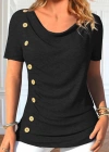 Kadın Kısa Kollu Degaje Yaka Düğme Detay Viskon Bluz