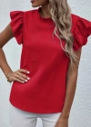 Kadın Kısa Kollu Fırfır Yakalı Bürümcük Bluz