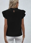 Kadın Kısa Kollu Fırfır Yakalı Bürümcük Bluz