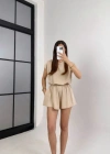 Kadın Kısa Kollu Hafif ırt Dekolteli odal şort Tulum