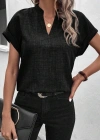 Kadın Kısa Kollu Hakim Yaka Sofya Bluz