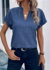Kadın Kısa Kollu Hakim Yaka Sofya Bluz