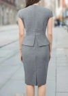 Kadın Kısa Kollu Kare Yakalı Ithal Krep Elbise