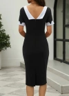 Kadın Kısa Kollu Kayık Yaka Arkadan Yakalı Ithal Krep Elbise