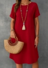 Kadın Kısa Kollu Kayık Yaka Bürümcük Elbise