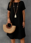 Kadın Kısa Kollu Kayık Yaka Bürümcük Elbise