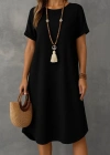 Kadın Kısa Kollu Kayık Yaka Bürümcük Elbise