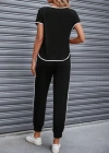 Kadın Kısa Kollu Kayık Yaka Viskon Iki Iplik Bluz Ve Bağcıklı Pantolon Ikili Takım