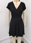 Kadın Kısa Kollu Kruvaze Yaka Beli Gipeli Bürümcük Elbise