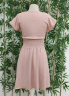 Kadın Kısa Kollu Kruvaze Yaka Beli Gipeli Bürümcük Elbise
