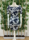 Kadın Kısa Kollu Kruvaze Yakalı çiçek Baskılı Süprem Elbise