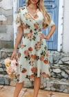 Kadın Kısa Kollu Kruvaze Yakalı Desenli Süprem Kısa Elbise