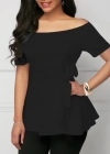 Kadın Kısa Kollu Madonna Yaka Yandan Bağlamalı Ithal Krep Bluz