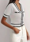 Kadın Kısa Kollu önden Düğmeli Triko Bluz